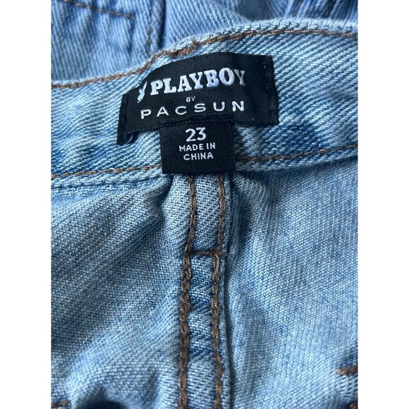 Playboy PacSun Y2K Cargo Carpenter Jeans Womens 23 Flare Hem Grunge Skater - Picture 7 of 14